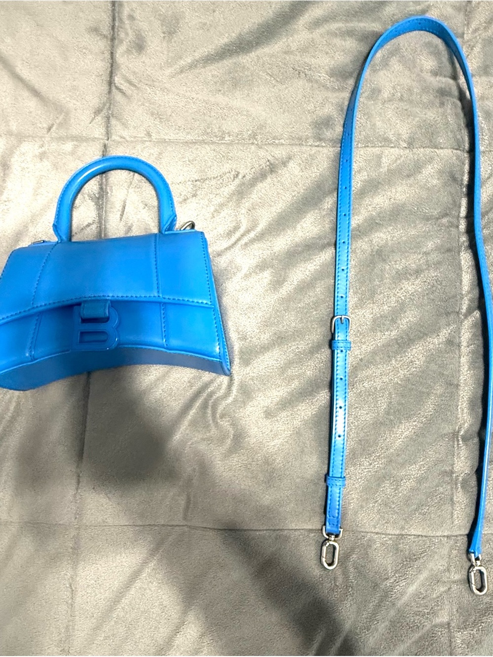 Balenciaga Mini Top-Handle Hourglass Bag in Bright Blue